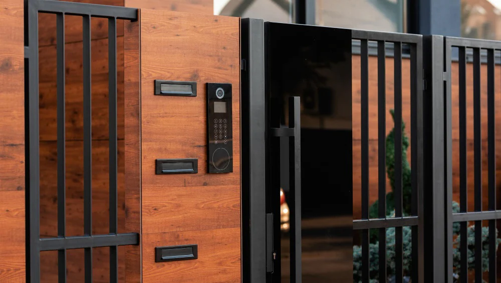 Modern Gate With Keypad Entry And Intercom System